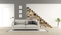 Contemporary living room with staircase Royalty Free Stock Photo