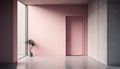 Contemporary lobby interior, empty hotel corridor, pink and gray wall, Generative AI Royalty Free Stock Photo
