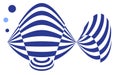 Contemporary Logo of a Blue GoldFish in Stripes