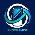 A contemporary logo design featuring elements symbolizing phone technology, innovation, and communication, Phone Shop logo designs Royalty Free Stock Photo