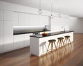 Contemporary minimal white kitchen with black details Royalty Free Stock Photo