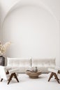 Contemporary minimalist white interior, Scandi-Boho style