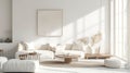 Contemporary minimalist white interior, Scandi Boho style. Generative Ai Royalty Free Stock Photo