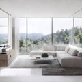 Contemporary Mockup for a Minimalist Grey Living Room Interior Design Royalty Free Stock Photo