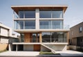 Contemporary Modern Duplex with Expansive Glass Facade and Minimalist Design Royalty Free Stock Photo