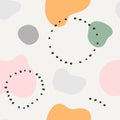 Contemporary modern ethnic abstract art background. Colorful circles and stamp spots with dots abstraction, trendy flat han
