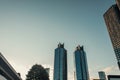 contemporary, multistorey building against cloudless sky