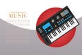 Contemporary music with electronic piano vector illustration. Music creation and modern music equipment poster