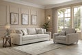 Contemporary neutral living room interior Royalty Free Stock Photo