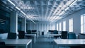 Contemporary Office Ceiling Design with White Acoustic Gypsum Plasterboard and Fluorescent Lighting