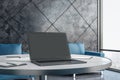 Contemporary office with empty laptop screen Royalty Free Stock Photo