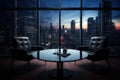 Contemporary office room with view on skyscrapers Royalty Free Stock Photo