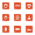 Contemporary person icons set, grunge style