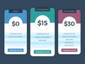 Contemporary pricing business plans, data table vector template for web and applications