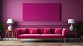 Contemporary Purple Living Room With Pink And Black Sofa Royalty Free Stock Photo