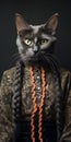 Contemporary Realist Portrait Photography: A Cat With Braided Braids And Trachten