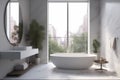 house home interior room apartment indoor window white design tub furniture. Generative AI.