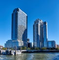 Contemporary residential high-rise apartment buildings on the East River waterfront in North Williamsburg, Brooklyn, NY Royalty Free Stock Photo