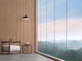 Contemporary room corner with mountain view 3d render