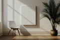 Modern Interior with Blank Canvas on Wall, AI Generated Royalty Free Stock Photo