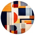 Contemporary Round Rug With Abstract Geometric Shapes Royalty Free Stock Photo