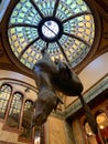 Contemporary sculpture called Horse by David Cerny located in Lucerna Palace, Prague, Czech Republic