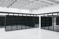 Contemporary server room interior. Datacenter, security and database concept. Royalty Free Stock Photo