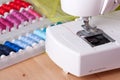 Sewing Machine and Spools of Thread Royalty Free Stock Photo