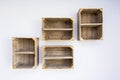 Contemporary shelves made of wooden vegetable boxes