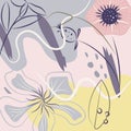 Contemporary silk scarf with florals pattern. Vector illustration Scandinavian style Royalty Free Stock Photo