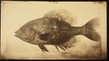 Contemporary Siren: A Mosaic-like Calotype Print Of 19th Century Fish