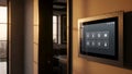 Modern Smart Home Wall Panel Interface with Illuminated Icons for Automation Control Royalty Free Stock Photo