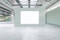 Contemporary spacious concrete warehouse garage interior with empty white mock up poster. Space and design concept. Royalty Free Stock Photo