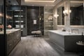 Contemporary Spacious gray bathroom. Generate Ai Royalty Free Stock Photo