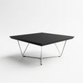 Modern Black Square Coffee Table with Chrome Wire Frame Legs on White Background furniture Royalty Free Stock Photo