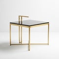 Modern Square Side Table with Black Glass Top and Brushed Gold Metal Frame Royalty Free Stock Photo