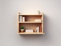 nice looking small bookshelf on wall with books with white background