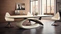 Contemporary Style Dining Table With Chairs In Organic Biomorphic Design