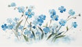 Contemporary Style Forget-Me-Not Cluster on Sky Blue and White Background for Invitations and Posters.