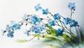 Contemporary Style Forget-Me-Not Cluster on Sky Blue and White Background for Invitations and Posters.