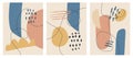 Contemporary templates with abstract shapes modern mid century boho style.