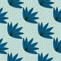 Contemporary tropical leaves seamless pattern on dots background. Tropic palm leaf doodle vector illustration. Fashion creative