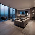 A contemporary urban apartment with sleek designs and cityscape views2
