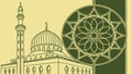 Modern Mosque and Intricate Mandala Geometric Elements, vector design Generative AI Royalty Free Stock Photo