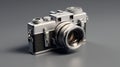 Contemporary Vintage Silver Camera Scene - 3d Rendered Photography Royalty Free Stock Photo