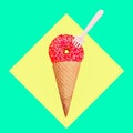 Contemporary visual art collage. Minimal concept. Donut ice cream