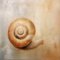Contemporary Wall Art: Beige Snail Painting On Canvas Royalty Free Stock Photo