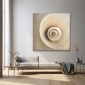 Contemporary Wall Art: Muted Tones Shell Portrait In Living Room Royalty Free Stock Photo