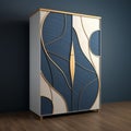 Luxurious Blue And White Wardrobe With Abstract Design
