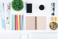 Contemporary white desk with objects Royalty Free Stock Photo